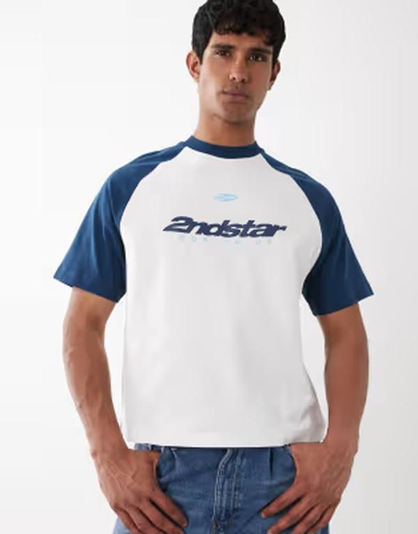 コットンオン レディース トップス Tシャツ グラフィック Cotton crop fit graphic Tshirt in creampuff BLUE ブルー