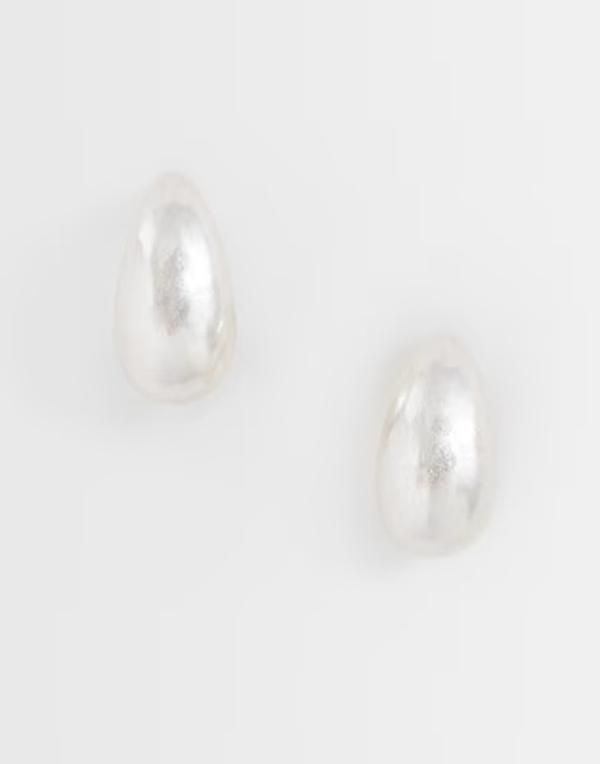 リクレイム ヴィンテージ レディース アクセサリー ピアス・イヤリング Reclaimed Vintage chubby hoop earrings in burnished silver tone Silver シルバー