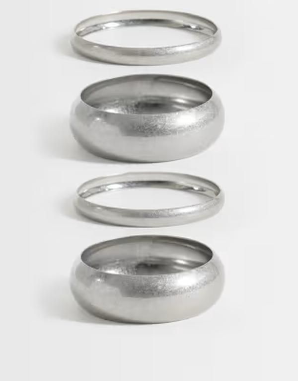 エイソス レディース アクセサリー ブレスレット・バングル・アンクレット ASOS DESIGN pack of 4 bangles in brushed silver tone SILVER シルバー