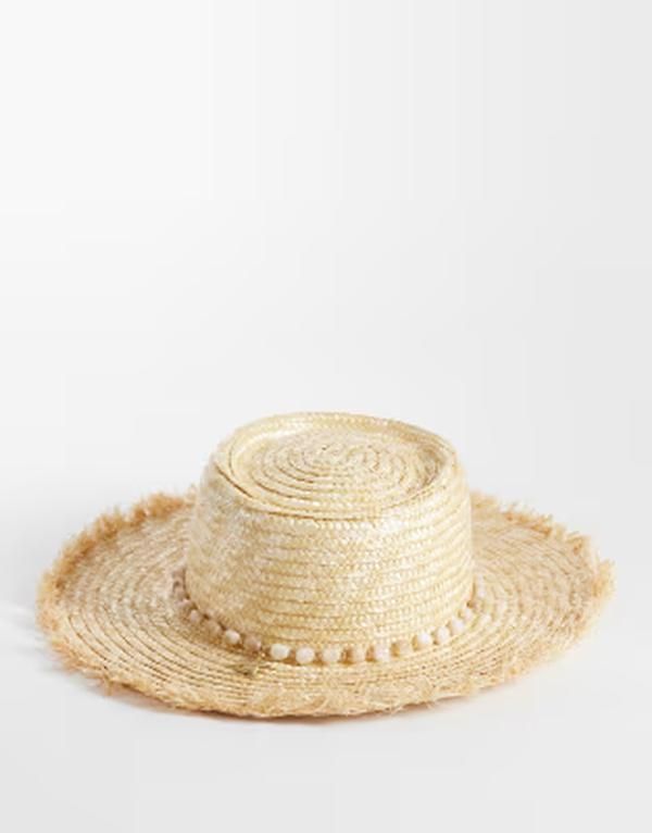 サウスビーチ レディース アクセサリー 帽子 South Beach frayed straw boater hat with shell and starfish embellishment inatural NEUTRAL