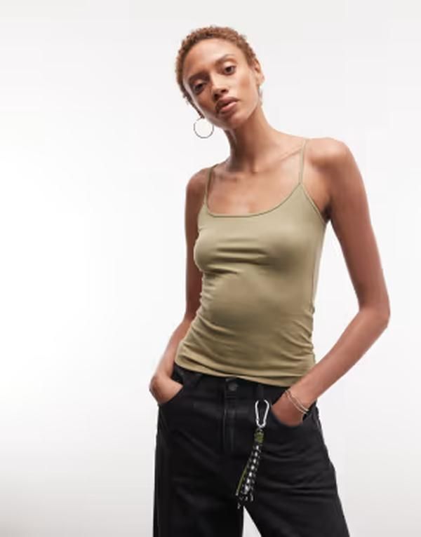 ウィークデイ レディース トップス Tシャツ Weekday strappy tank top in olive green exclusive to ASOS Olive green グリーン