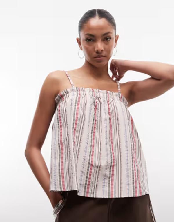 リクレイム ヴィンテージ レディース トップス タンクトップ Reclaimed Vintage tank top green stripe Pink green stripe ピンク