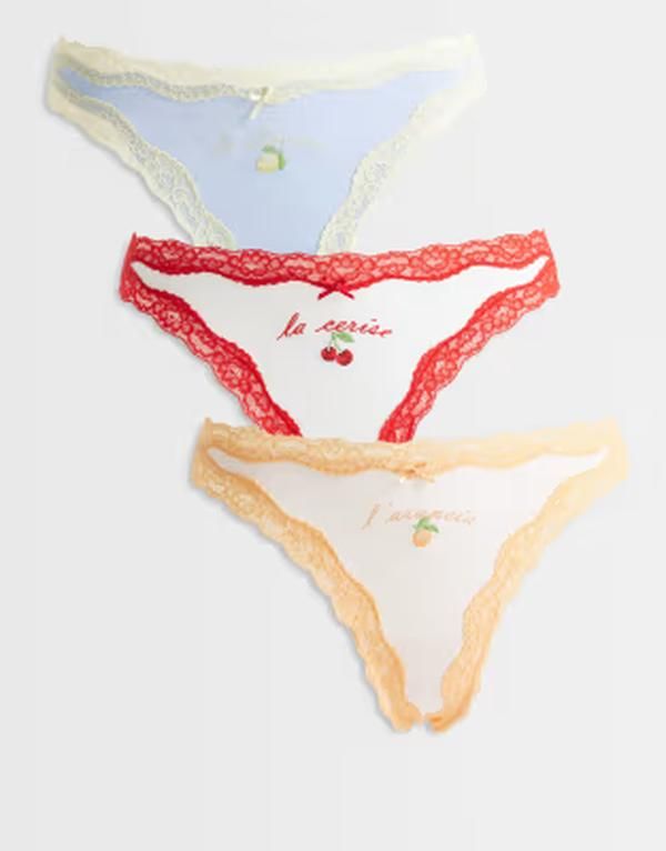 リンデックス レディース アンダーウェア ブリーフパンツ レーストリム レース Lindex Wilma 3pack lace trim Brazilian briefs in pastel mix Pastel