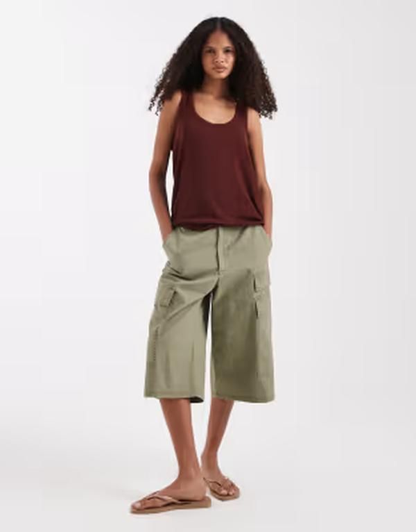 エイソス レディース トップス ベスト シアー ASOS DESIGN sheer loose fit scoop neck tank top in chocolate チョコレート