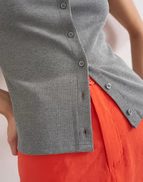 トップショップ レディース トップス Tシャツ Topshop button up short sleeve top in dark GRAY グレー