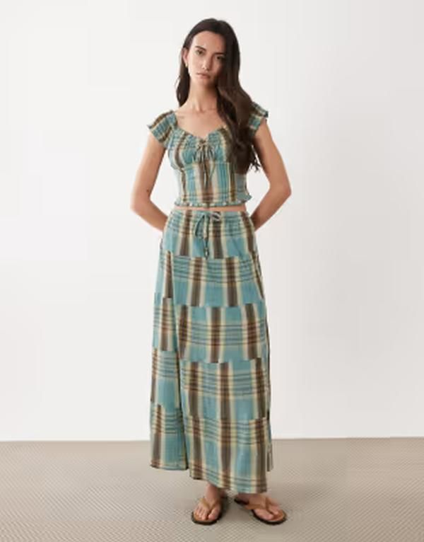 コットンオン レディース トップス シャツ ブラウス Cotton greta frill blouse in sunny plaid part of a set FREDDIE PLAID チェック 11,536円