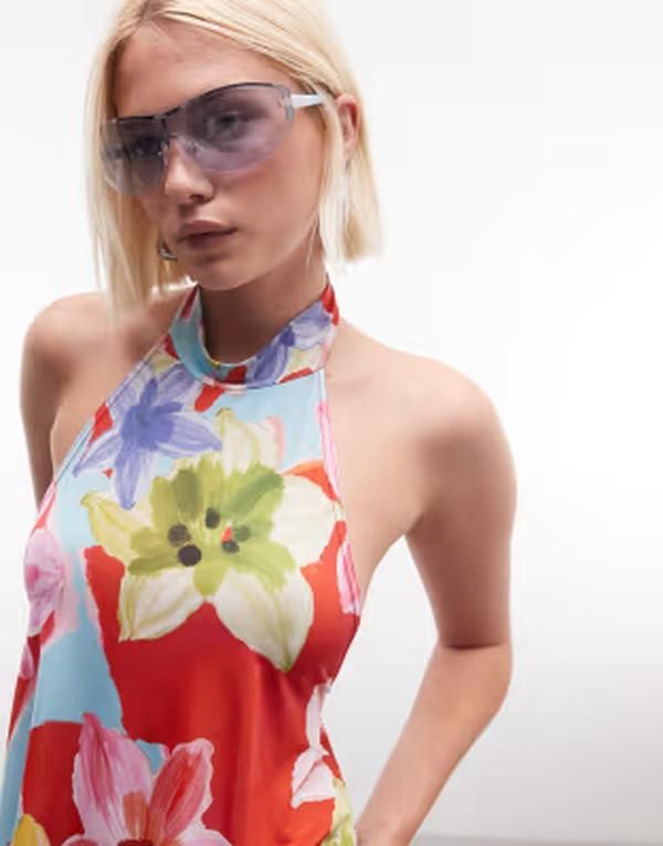 リクレイム ヴィンテージ レディース トップス シャツ 背中開き フラワー柄 フラワー ホルター Reclaimed Vintage floral halter backless top Blue floral ブルー