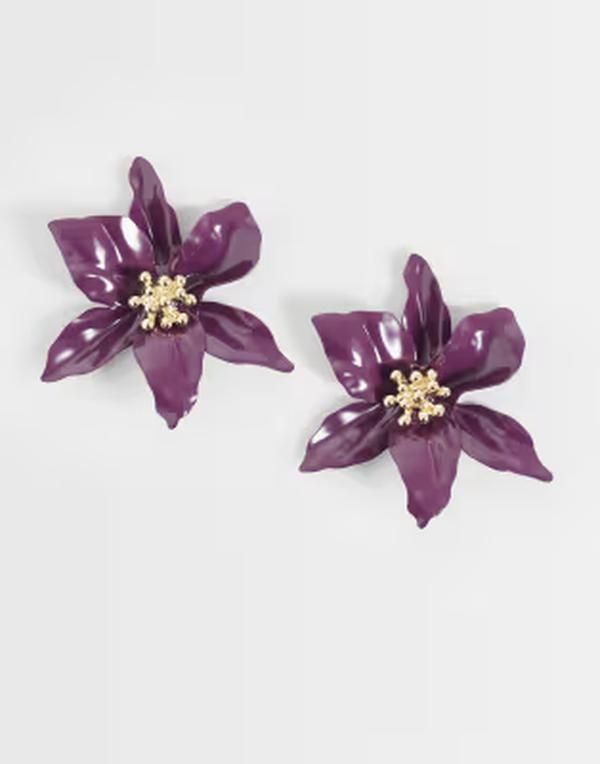 エイソス レディース アクセサリー ピアス・イヤリング ASOS DESIGN stud earrings with flower design Burgundy バーガンディ