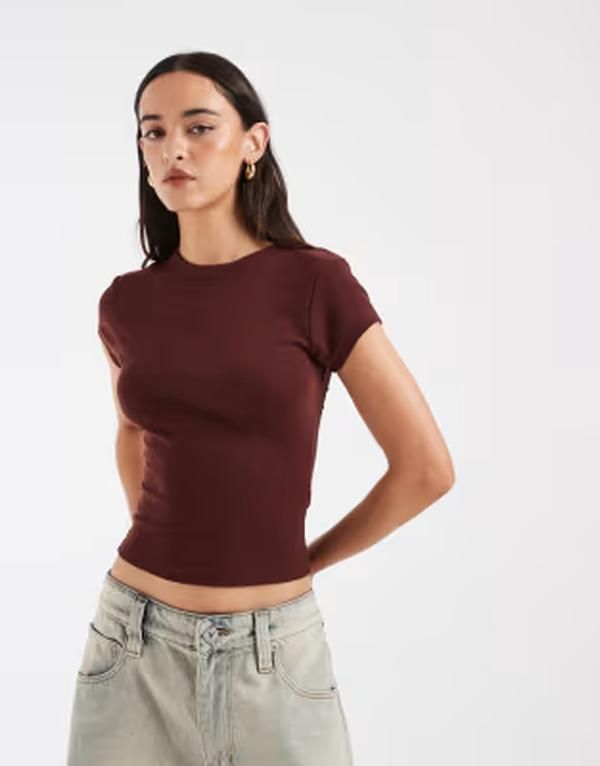 エイソス レディース トップス Tシャツ ASOS DESIGN soft baby tee in fig Rum Raisin