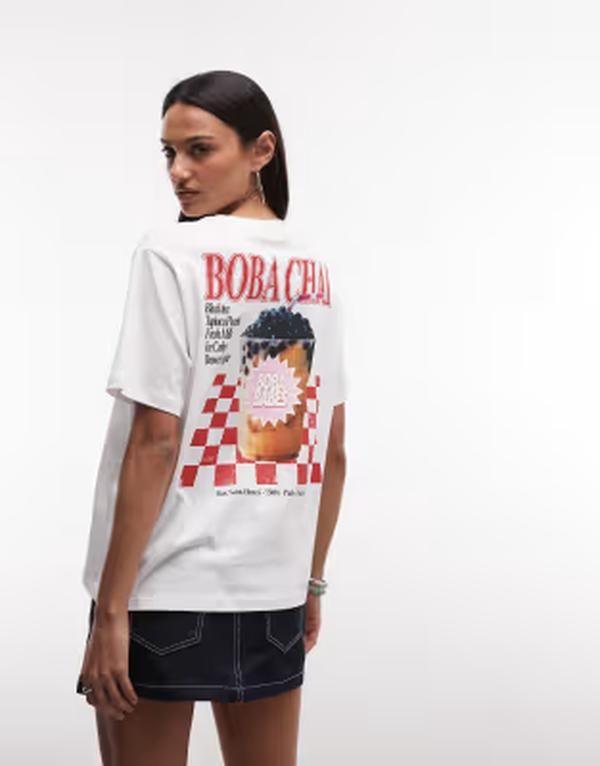 ノイジーメイ レディース トップス Tシャツ プリント Noisy May oversized tshirt with chai back print Bright White ホワイト