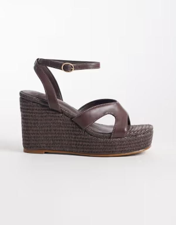 ロンドンレベル レディース シューズ サンダル ヒール London Rebel Yara wedge heeled sandals in choc