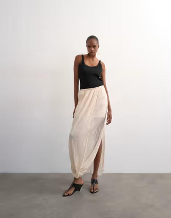 トップショップ レディース ボトムスカート ドレープリーツ マキシ Topshop draped pleated fabric maxi skirt ivory アイボリー 18,965円