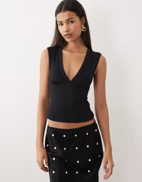 モーテル レディース トップス シャツ Motel Emberly plunge top Black ブラック
