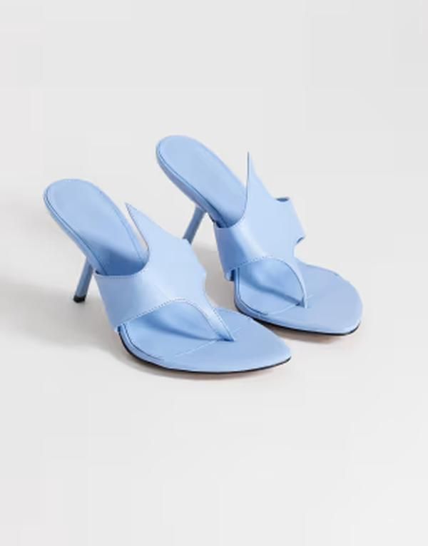 トップショップ レディース シューズ サンダル ヒール Topshop Norangular heeled mule sandals in cornflower blue ブルー 17,005円