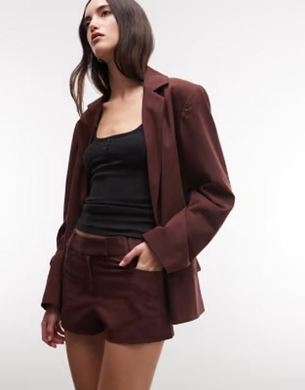 コルージョン レディース ボトムス ハーフパンツ・ショーツ ショートパンツ COLLUSION micro shorts in chocolate part of a set Chocolate チョコレート