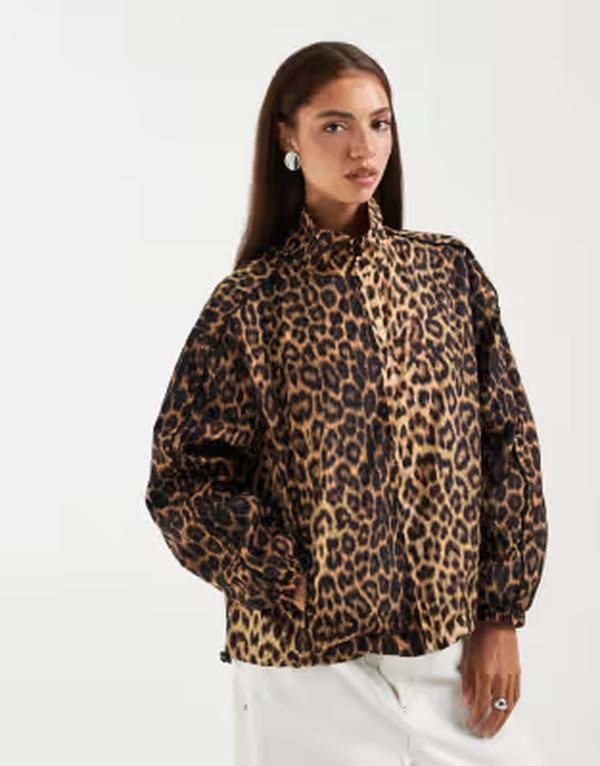 エイソス レディース アウター ジャケット・ブルゾン ASOS DESIGN oversized track jacket in leopard アニマル