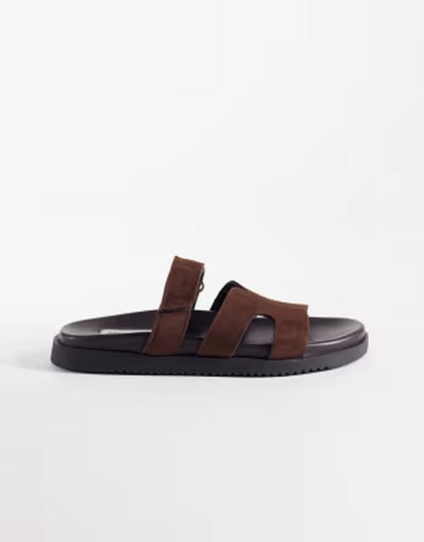 スティーブ マデン レディース シューズ サンダル スエード Steve Madden Missile suede strap slides Brown Suede ブラウン