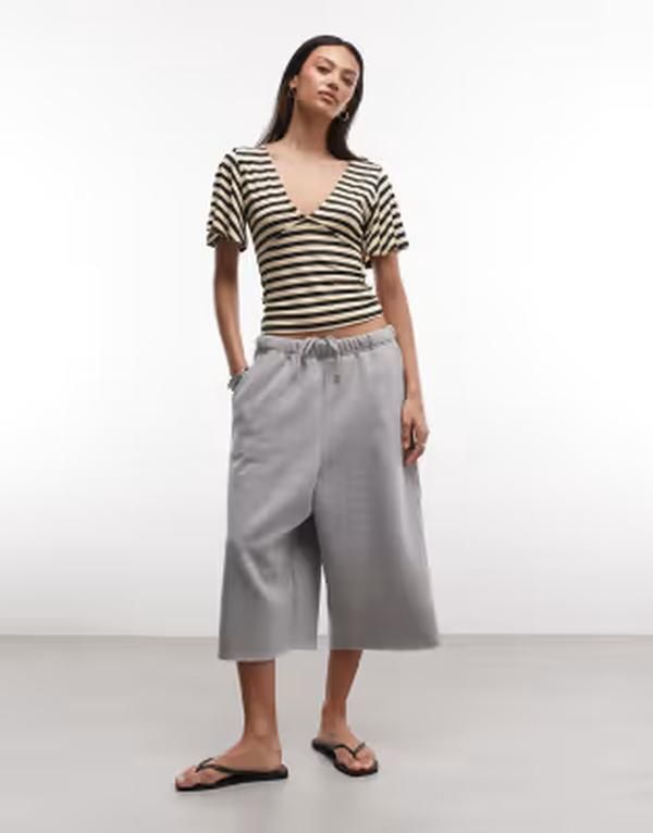 コルージョン レディース トップス Tシャツ Vネック COLLUSION deep Vneck batwing top in stripe Multi マルチカラー