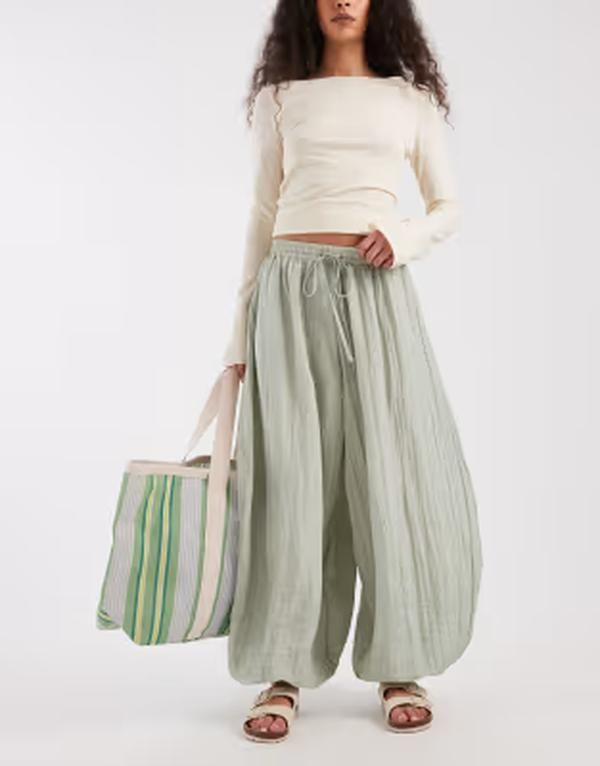 デイジーストリート レディース ボトムス カジュアルパンツ ローライズ Daisy Street low rise balloon pants in sage セージ