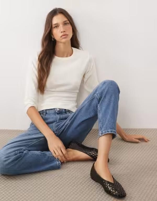 エイソス レディース トップス Tシャツ ニット ASOS DESIGN knit 34 sleeve top in cream クリーム
