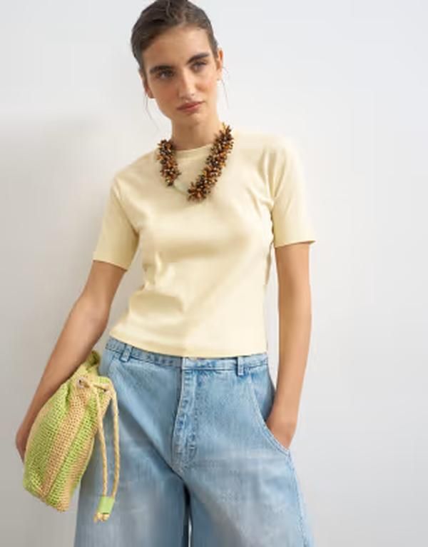 トップショップ レディース トップス Tシャツ Topshop shrunken everyday tee in buttermilk