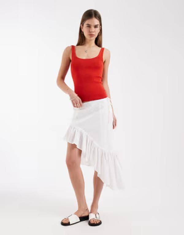デイジーストリート レディース ボトムスカート アシンメトリー ミディ Daisy Street boho asymmetric midi skirt broderie CREAM クリーム