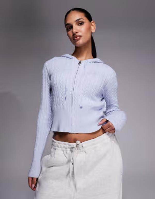 リバーアイランド レディース アウター ニット・セーター パーカー River Island cable knit loungewear hoodie part of a set BLUE ブルー 16,906円