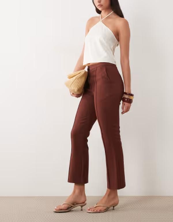 エイソス レディース ボトムス カジュアルパンツ ASOS DESIGN tailored kick flare pants in rum raisin Rum Raisin