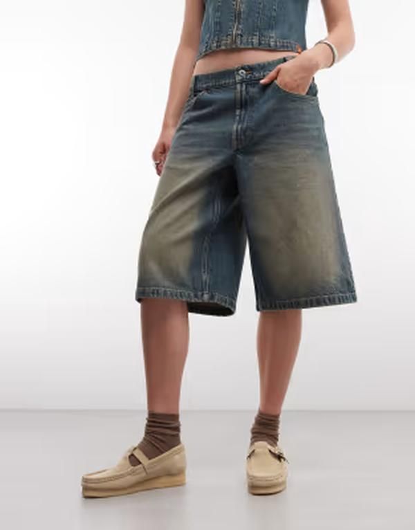コルージョン レディース ボトムス ハーフパンツ・ショーツ COLLUSION skater jorts in grunge wash part of a set GRUNGE WASH