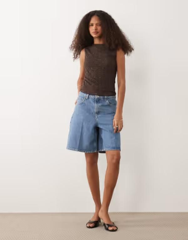 マンゴ レディース トップス シャツ ノースリーブ レース Mango sleeveless lace top with studs BROWN ブラウン