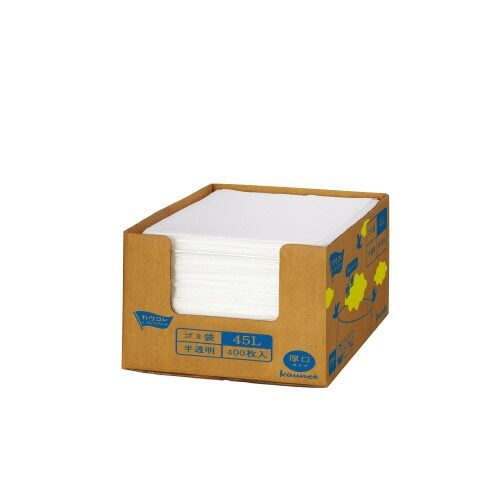 １枚ずつ取り出せる箱入り増量ゴミ袋　高密度　厚口　４５Ｌ　４００枚4247-6559【カウネット】
