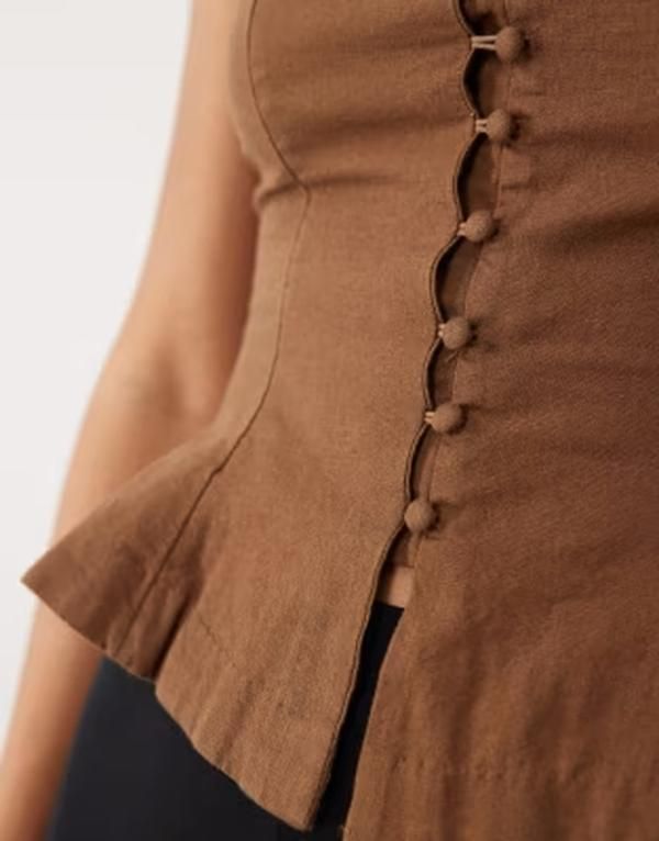 エイソス レディース トップス シャツ ベスト ASOS DESIGN scoop detail vest brown ブラウン