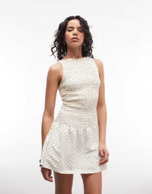 デイジーストリート レディース トップス ワンピース ドット ミニ Daisy Street dropped waist mini dress in cream polka dots Cream polka dot クリーム