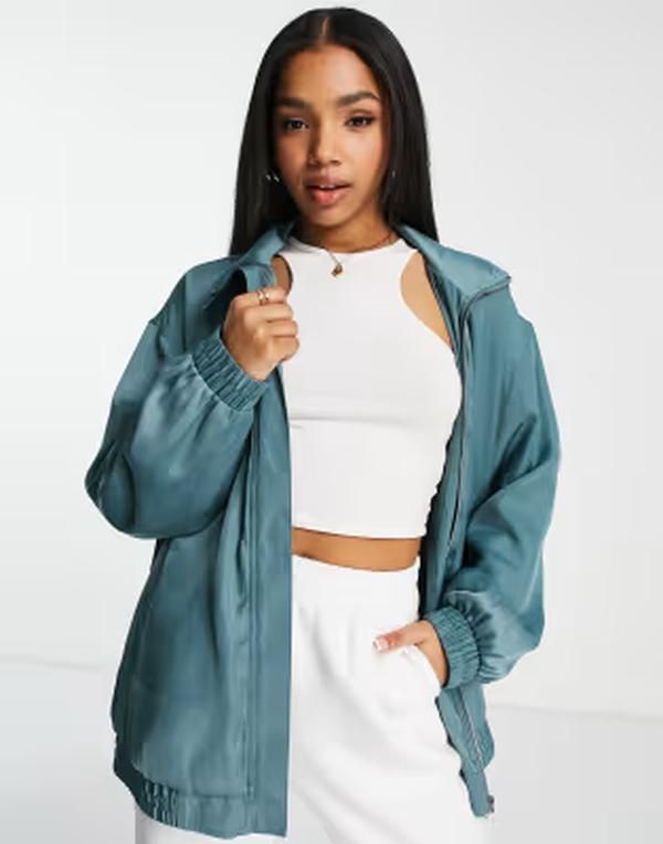 エイソス レディース アウター ジャケット・ブルゾン ASOS DESIGN bomber jacket in teal ティール