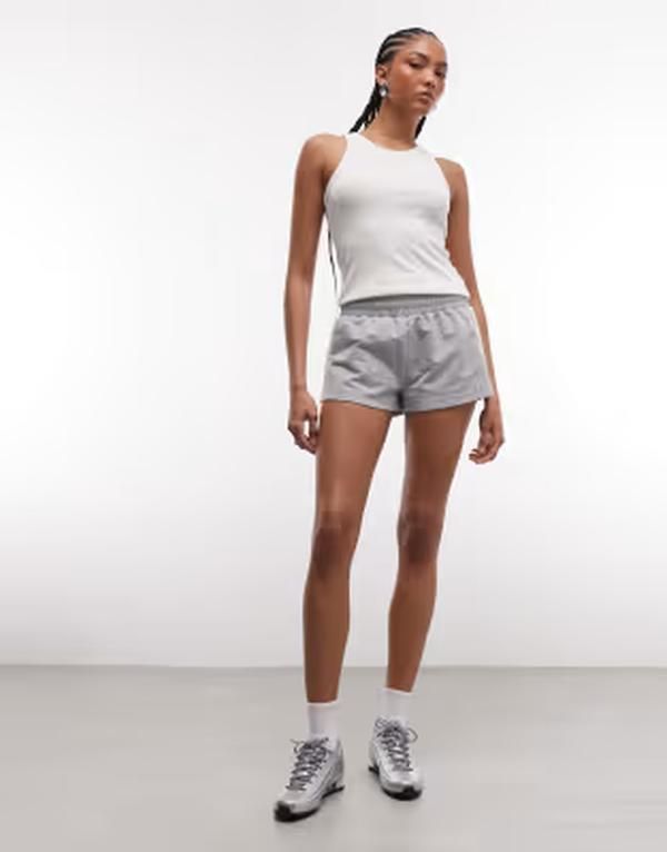 コルージョン レディース ボトムス ハーフパンツ・ショーツ ミニ ショートパンツ COLLUSION mini sporty track shorts heather Gray Heather グレー