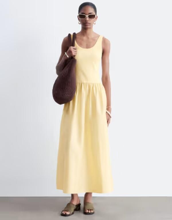 アンドアザーストーリーズ レディース トップス ワンピースカート コットン ジャージー マキシ Other Stories fitted bodice maxi jersey dress with cotton poplin skirting in yello