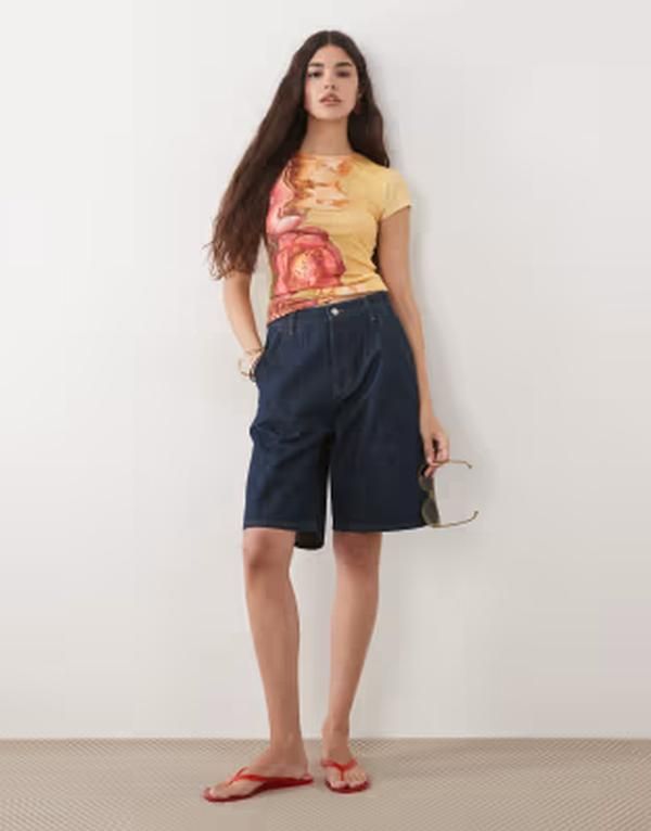 エイソス レディース トップス Tシャツ フラワー柄 プリント メッシュ フラワー ASOS DESIGN textured meshort sleeve baby tshirt with floral print Floral Print ブルー エイソス レディース トップス Tシャツ フラワー柄 プリント メッシュ フラワー ASOS DESIGN textured meshort sleeve baby tshirt with floral print Floral Print ブルー