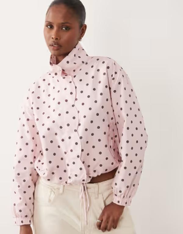 ミスセルフフリッジ レディース アウター ジャケット・ブルゾン ドット柄 ドット Misselfridge scallop detail windbreaker polka dot Pink Polka Dot ピンク