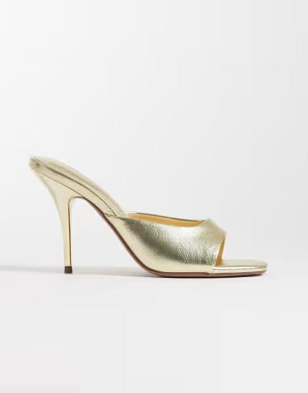 エイソス レディース シューズ サンダル ヒール ASOS DESIGNighty higheel mules GOLD ゴールド