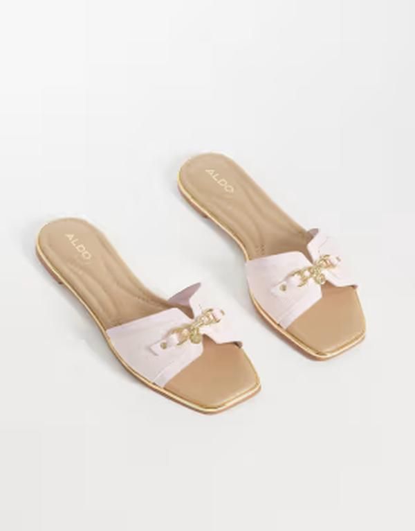 アルド レディース シューズ サンダル Aldo Alamassi flat sandals with buckle detailIGHT PINK ピンク