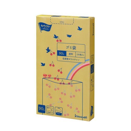 パ）低密度薄口ゴミ袋　箱タイプ　９０Ｌ　透明　１２０枚×３4216-3756【カウネット】
