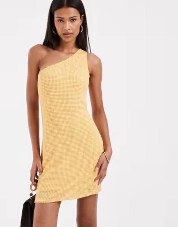 ヴェロモーダ レディース トップス ワンピース ミニ Vero Moda one shoulder crochet mini dress in pastel yellow Pastel Yellow イエロー