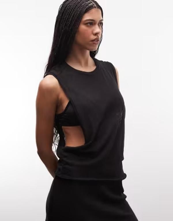 ウィークデイ レディース トップス Tシャツ Weekday dropped armhole tank part of a set Black ブラック