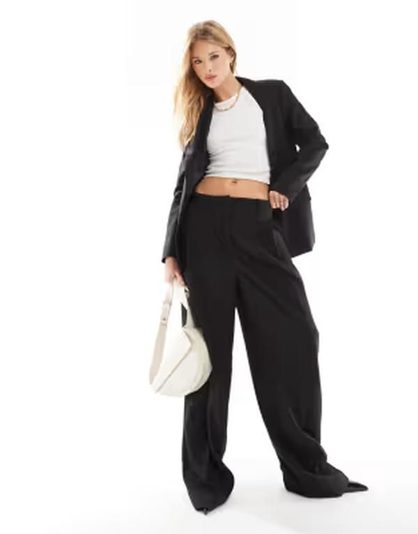 ヴェロモーダ レディース ボトムス カジュアルパンツ ワイドレッグ Vero Moda Ritailored wide leg dad pants part of a set Black ブラック