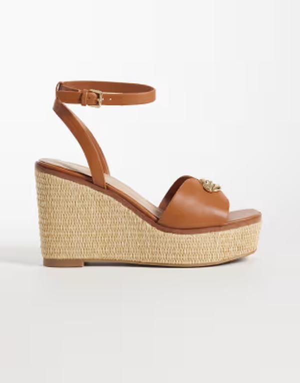 アルド レディース シューズ サンダル アンクル ヒール Aldo Carrabririel wedge heeled sandals with ankle strap in tan Medium Brown ブラウン