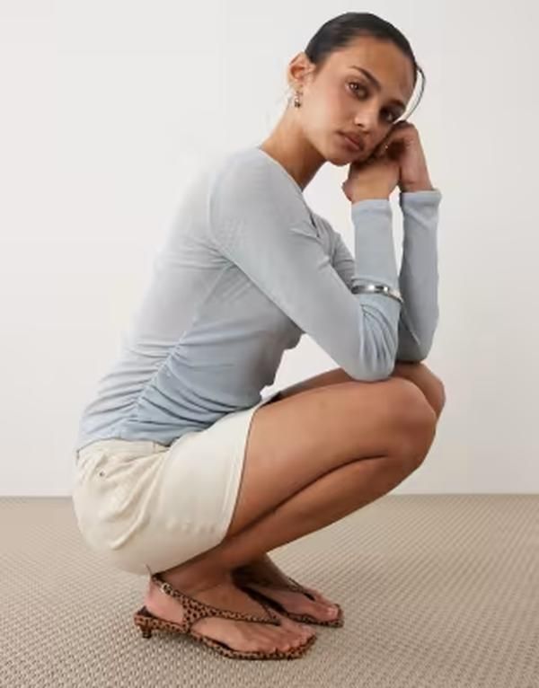コットンオン レディース トップス Tシャツ Vネック Cotton v neck wrap top in iced blue ブルー