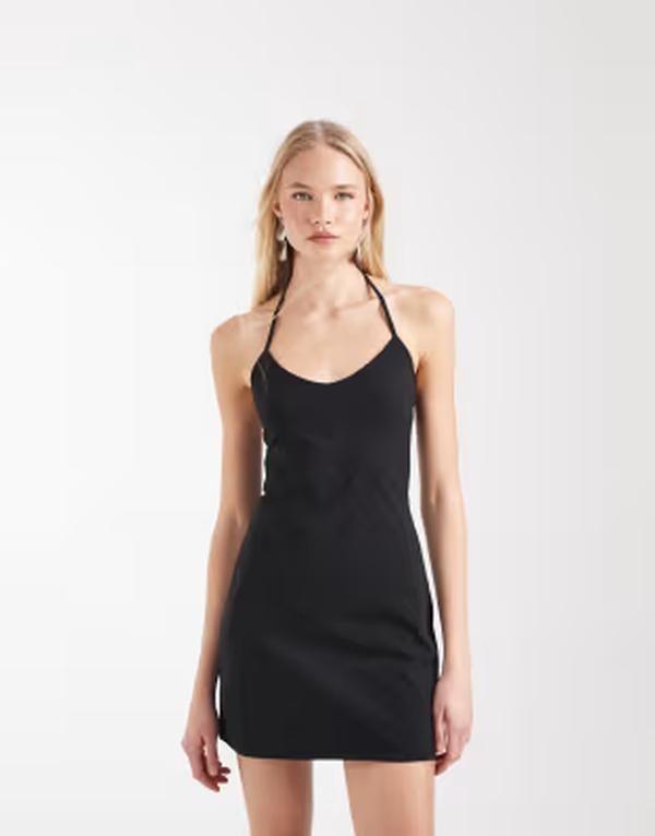 コットンオン レディース トップス ワンピース ミニ ホルター Cotton heather halter mini dress Black ブラック