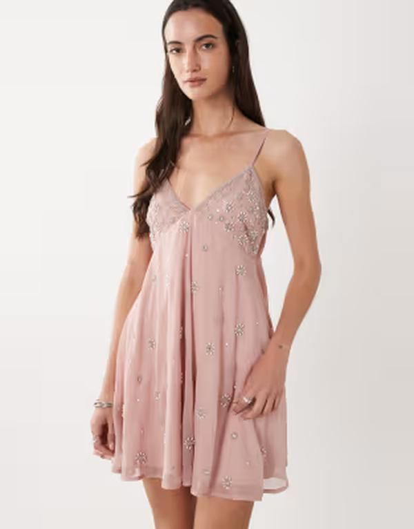 ミスセルフフリッジ レディース トップス ワンピース ミニ Misselfridgembellished camini dress PINK ピンク