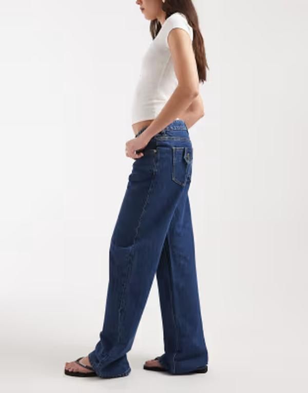 コットンオン レディース ボトムス デニムパンツ ローライズ ミニ ジーンズ Cotton low rise straight jeans in Gemini blue pocket Gemini Blue Pocket ブルー