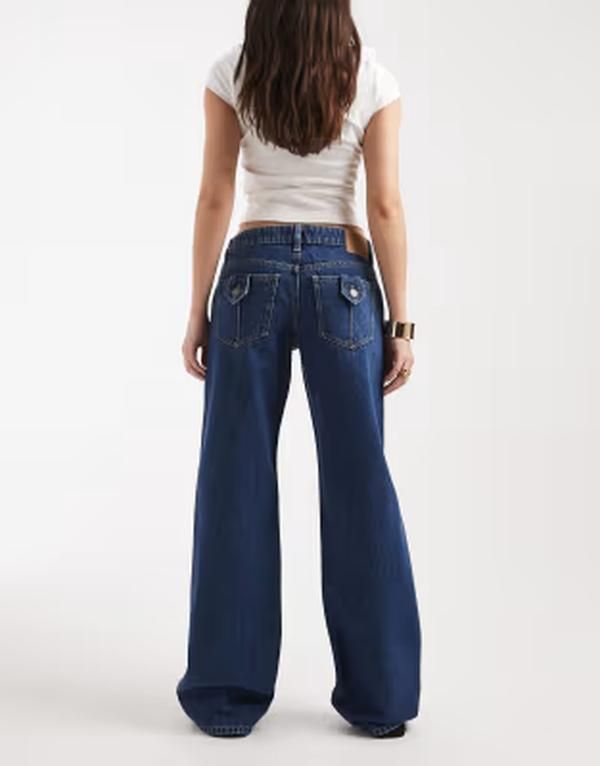コットンオン レディース ボトムス デニムパンツ ローライズ ミニ ジーンズ Cotton low rise straight jeans in Gemini blue pocket Gemini Blue Pocket ブルー